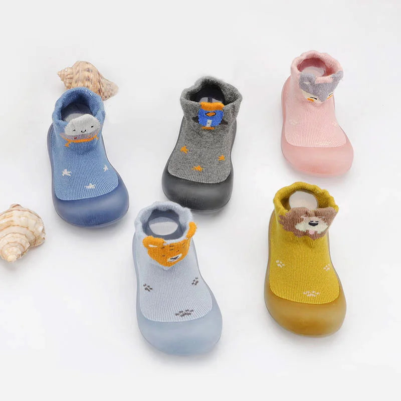 Baby Socks Shoes Kids Toddler First Walkers Cartoon Pattern Soft Non-Slip Sole Comfortable Rubber Floor Shoes for Boys Girls