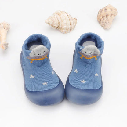 Baby Socks Shoes Kids Toddler First Walkers Cartoon Pattern Soft Non-Slip Sole Comfortable Rubber Floor Shoes for Boys Girls