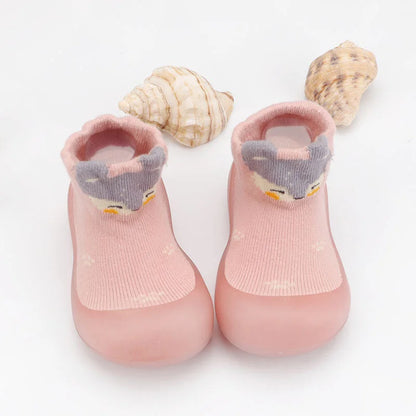 Baby Socks Shoes Kids Toddler First Walkers Cartoon Pattern Soft Non-Slip Sole Comfortable Rubber Floor Shoes for Boys Girls