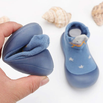 Baby Socks Shoes Kids Toddler First Walkers Cartoon Pattern Soft Non-Slip Sole Comfortable Rubber Floor Shoes for Boys Girls